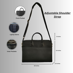 Sac pour ordinateur portable VELANO HIDES en cuir véritable de qualité supérieure |   Porte-documents d'affaires élégant et luxueux unisexe |   Léger, imperméable et durable - Product Image 2