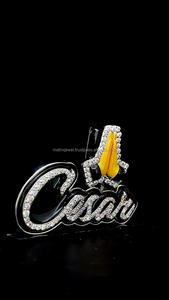 Bijoux Hip Hop Hommes Glacé Personnalisé Émail Moissanite Pendentif 925 Sterling Silver VVS Diamant Nom Initiale Logo Lettre Pendentif - Product Image 5