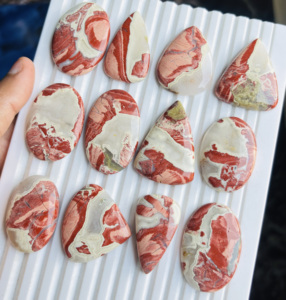 จี้หินแจสเปอร์สีรุ้งธรรมชาติคุณภาพ AAA+ แบบคาโบชอง พลอยหลวมสำหรับทำเครื่องประดับ ต่างหู จี้ ASHU GEMS ราชสถาน - Product Image 2