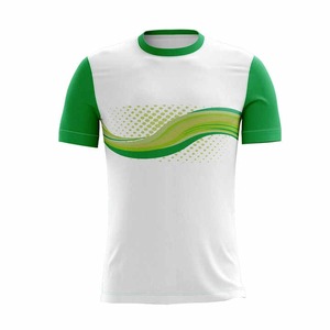 เสื้อฟุตบอลชายพิมพ์ลายแบบซับลิเมชั่นสีขาวไล่เฉดเขียว แขนสั้น ระบายเหงื่อได้ดี คอกลม สำหรับออกกำลังกาย - Product Image 1
