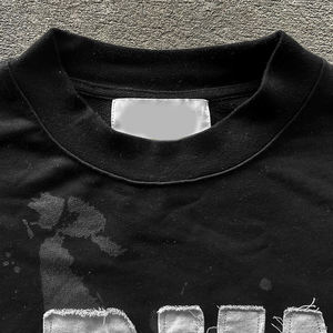 เสื้อยืดสตรีทแวร์ปักโลโก้ทรงบ็อกซี่ ล้างสีแบบแอซิดวอช แต่งคริสตัล แขนยาวสองชั้น สำหรับผู้ชาย - Product Image 4