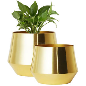 Vente chaude Métal Or Brillant Polonais 2 Pièces Jardinière Ensemble Pour Restaurant Hôtel Maison à Bas Prix - Product Image 5