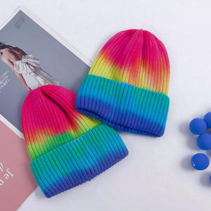Tie-dyed Bows Beach Winter <b>Beanie</b> <b>Slouch</b> Hat Knitted Custom Design Unisex Adults - Product Image 4