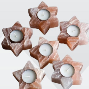 Porte-bougie en sel de l'Himalaya de qualité supérieure, sculpté en forme d'étoile, décoration naturelle relaxante - Product Image 6