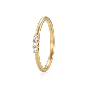 Wholesale Round Lab Grown Diamond Ring Minimalist Three <b>Stone</b> Band 9K 10K Solid Gold Proposal Ring Dainty Stackable Promise Band - Product Image 4