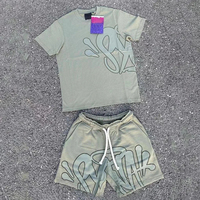 Ensemble chemise et short pour homme, streetwear de luxe rouge personnalisé, logo personnalisé, écologique, été, deux pièces, 100% coton, couleur personnalisée