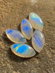 5 piezas de piedras preciosas calibradas de piedra lunar arcoíris, cabujones marquise, piedras sueltas naturales para la fabricación de joyas - Product Image 5