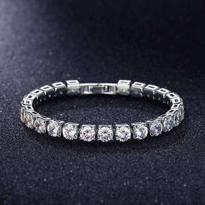 Bracelet tennis en moissanite massif 6 mm, coupe large, chaîne scintillante, unisexe, audacieux, plaqué or, certifié Hiphop - Product Image 1
