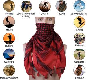 Écharpe Shemagh Keffiyeh carrée rouge et noire, motif tropical, foulard arabe traditionnel à carreaux, écharpe tactique du désert, qualité supérieure en coton - Product Image 5
