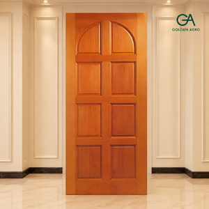 Porte de grange en bois massif de style transitionnel avec panneau arqué, finition pour la décoration intérieure des chambres d'appartement, design contemporain GA-21S - Product Image 1