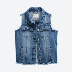Gilet en jean vintage pour femme avec détails de patchwork, commandes à faible MOQ pour les détaillants de vêtements aux États-Unis - Product Image 5