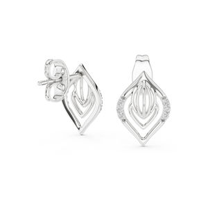 Boucles d'oreilles en or jaune 14 carats avec diamants de laboratoire ronds pour femmes |   Vêtements de fiançailles |   Nouveau diamant cultivé - Product Image 6