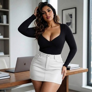 Jupe midi en cuir véritable, jupe crayon taille haute, tenue de bureau élégante - Product Image 5