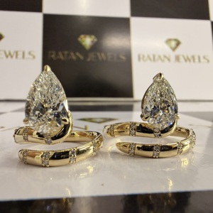 IGI Certified Diamond <b>Custom</b> Engagement <b>Rings</b> 1CT Pear Cut CVD Lab Diamond <b>Ring</b> 14K Real Gold Lab Grown Diamond <b>Ring</b> - Product Image 1