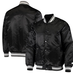 Veste en satin noir pour homme, couleur unie, doublure en satin, col rabattu, coupe classique, fermeture à boutons simple, style décontracté - Product Image 1
