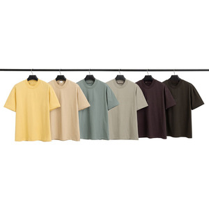 T-shirt en coton de haute qualité à manches courtes, col ample, logo personnalisé, couleur unie, 260g, été, grande taille, OEM personnalisable - Product Image 3