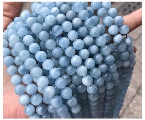 Perles de pierre précieuse d'aigue-marine naturelle rondes et lisses, perles d'aigue-marine bleues en vrac pour la fabrication de bijoux, fournisseur en gros - Product Image 5