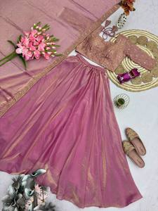 Lehenga Choli de Diseño Pakistaní para Damas de Honor, para Bodas, Fiestas y Eventos, Hecho con Tela de Seda y Algodón, para Usar en Fiestas - Product Image 5