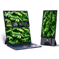 Moniteur portable IPS 16 pouces 1200P avec interface Type-C, extension d'écran double pour ordinateur portable, rotation libre à 360°, support pliable pour le bureau et les voyages