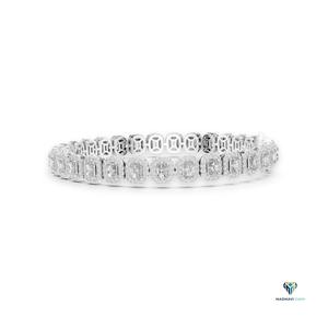 7.04 CT White <b>Gold</b> Radiant Cut Lab Grown Diamond Halo Link Bracelet in 18K <b>Solid</b> <b>Gold</b> - Product Image 1