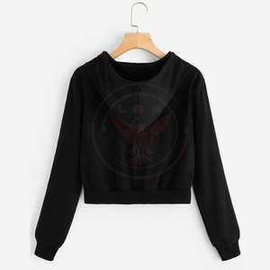 Sudadera Ligera de Color Sólido para Mujer, Sudadera Corta con Capucha para Invierno, 100% Algodón, Forro Polar, Logotipo Frontal, Ropa Casual - Product Image 2