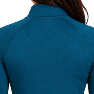 Women’s Teal <b>Blue</b> Horse Riding <b>Base</b> <b>Layer</b> Long Sleeve Equestrian Training Shirt Quarter Zip Stretch Breathable Performance Top - Product Image 4