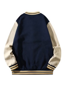 Chaquetas Varsity de Cuero Personalizadas al por Mayor con Bordado de Moda, Ribete a Rayas en la Parte Delantera, Estilo Preppy, Corte Regular - Product Image 2