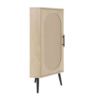 Mobiletto Angolare Autoportante per Spazi Ristretti, con Ante in Rattan, per Soggiorno, Cucina, Bagno - Product Image 6