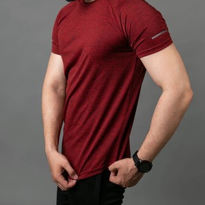 Men's <b>Red</b> Solid Crew Neck Short Sleeve Quick Dry Breathable Casual Regular Fit Knitted Front Logo 100% Cotton T-<b>Shirt</b> - Product Image 1