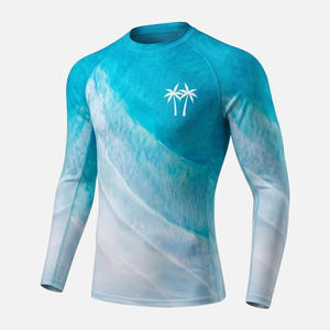 Maillot de bain personnalisé pour homme, chemise de protection contre les rayons UV UPF50+, manches longues, séchage rapide, respirant, polyester, élasthanne, natation, surf - Product Image 1
