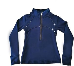 Chaqueta de Entrenamiento de Patinaje sobre Hielo Brillante para Niña, Top de Felpa con Diamantes, Ropa de Entrenamiento de Patinaje Premium para Niñas - Product Image 1