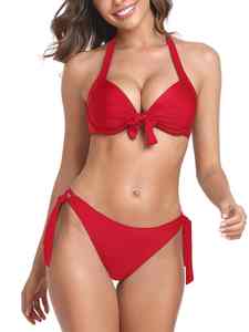 Nuevo Conjunto de Bikini con Acabado Brillante, Traje de Baño de Dos Piezas para Mujer, Aspecto Elegante, para Viajes de Lujo - Product Image 5