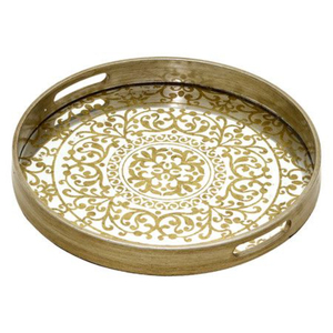 Plateau de service rectangulaire en bois avec perles, poignée personnalisée, élégant, pour cuisine, aliments et boissons - Product Image 1