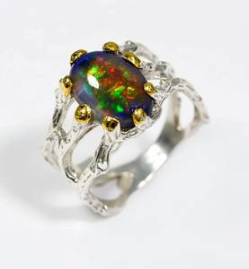 Ethiopian Fire Opal Branch Ring Crafted For Nature <b>Inspired</b> Elegance Vivid Color Fire And Timeless Handcrafted <b>Jewelry</b> Appeal - Product Image 1