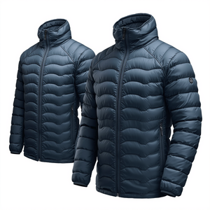 Veste matelassée unisexe personnalisée à motif vague, légère, respirante, rembourrée de coton, avec capuche, pour l'hiver, style urbain - Product Image 3