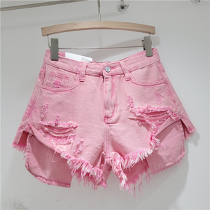 Shorts en jean vintage noir personnalisés pour femmes avec patch étoile, taille haute, décontractés, avec poches - Product Image 3
