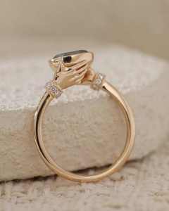 Gold Color Hand Clasp <b>Ring</b> Moissanite Wedding Band Rhodium Plated 925 Silver Unisex Jewelry - Product Image 2