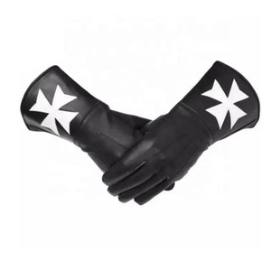 Guantes de Cuero Blancos con Logotipo Triangular Morado, Largos hasta la Muñeca, Duraderos, Estilo Sencillo para Uso Diario - Product Image 6