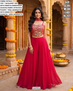 Elegant <b>Red</b> Jacquard Silk <b>Lehenga</b> Choli Embroidery Floor Length Regular Fit Women India Pakistan Wedding Quick Dry All Seasons - Product Image 1