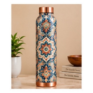Botella de Agua de Cobre con Diseño Bohemio, Portátil para Viajes, con Detalles en Cobre - Product Image 1