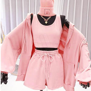 Ensemble décontracté pour femmes : sweat à capuche et short, personnalisable, haute qualité, respirant, écologique, polyester/coton, vente en gros - Product Image 2