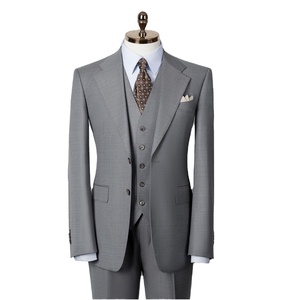 Men's Stylish Office Suit <b>Set</b> Latest Fashionable Business Woven Pants with Zipper Fly Breathable Anti-Static Workwear - Product Image 3