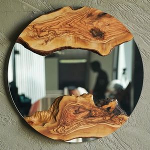 Espejo de pared asimétrico de madera natural con borde vivo, marco único, de tallo natural, ¡el más vendido! - Product Image 3