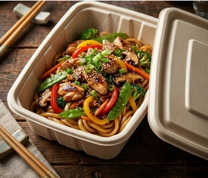 Bagasse Disposable <b>Lunch</b> <b>Box</b> Rectangular Food Container Compostable Microwavable Rectangular Meal Prep Tray for Restaurant - Product Image 2