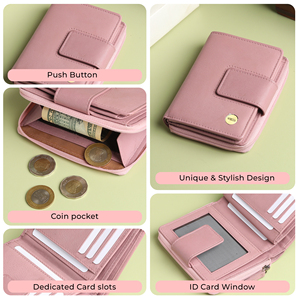 WRIZA Women's Short Genuine Leather Wallet | Lavender RFID Clutch <b>Purse</b> with 9 Card Slots ID Window Zipper Coin Pocket Daily Use - Product Image 2