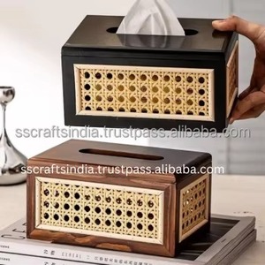 Nouvelle boîte à mouchoirs en rotin au design élégant, support de rangement en cannage fait main, écologique, pour décoration de mariage, fête, événement, décoration intérieure - Product Image 6