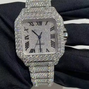 Reloj Mecánico Cuadrado con Moissanita, Esfera de Acero Inoxidable, Visualización de Fecha con Números Romanos para Hombre - Product Image 1
