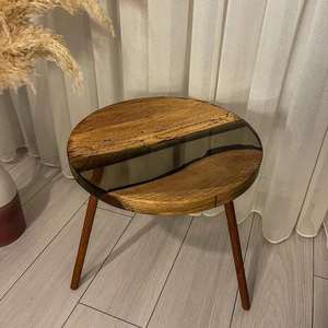 Mesa de centro de resina y madera hecha a mano, mesa de resina epoxi estilo río, muebles de lujo modernos para sala de estar a precio de mayorista. - Product Image 5