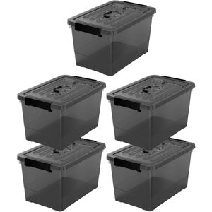 17 Qt Plastic <b>Storage</b> Bins with Latching Lids 5 Pack Large Stackable <b>Storage</b> <b>Containers</b> Garage Organizing <b>Storage</b> Box - Product Image 1