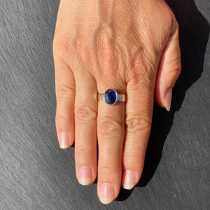 Anillo de plata con zafiro azul, piedra preciosa natural, plata de ley 925, hecho a mano, todos los tamaños, joyería para venta al por mayor. - Product Image 3